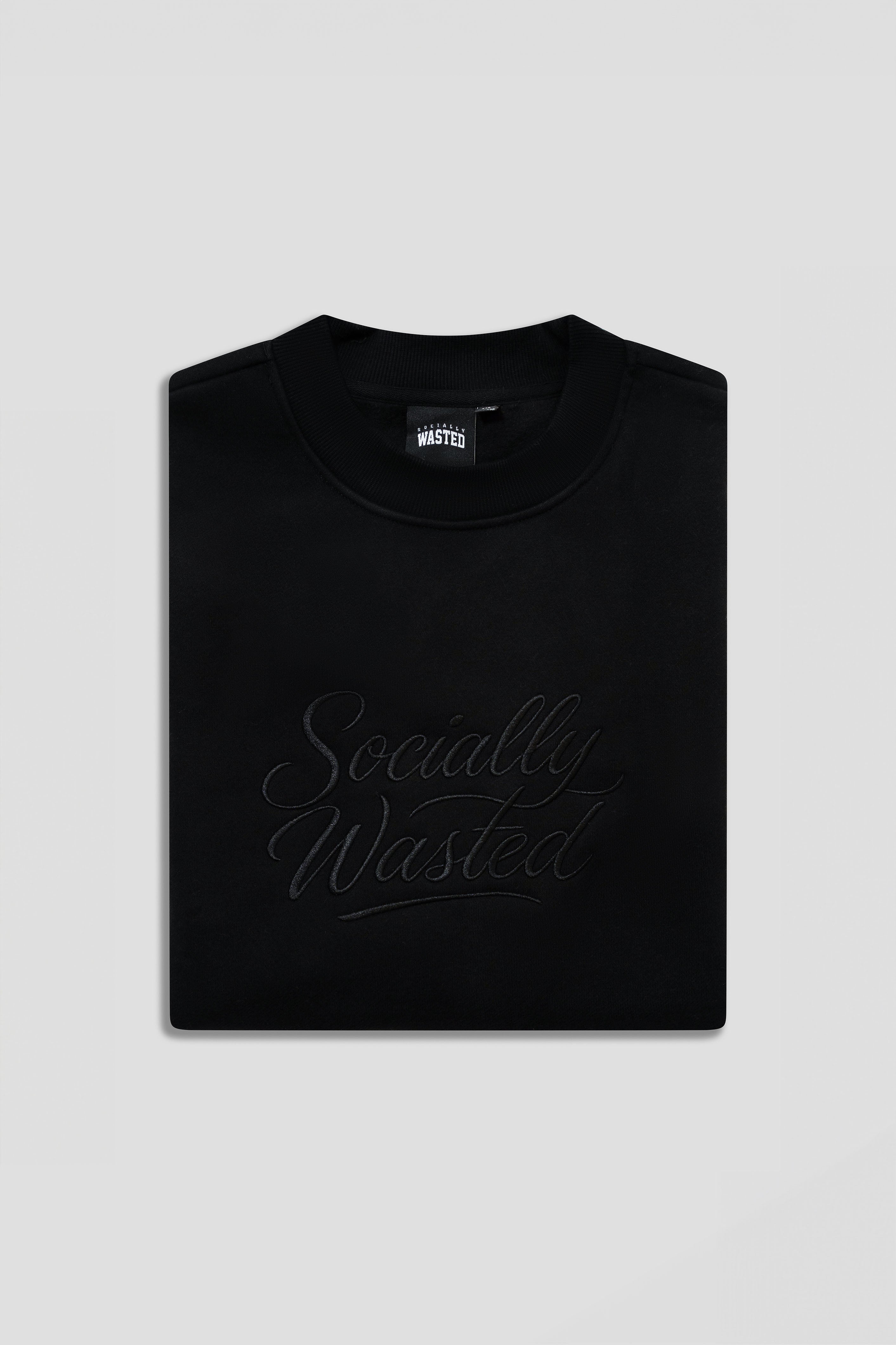Socially Wasted Script Crewneck Black – SOCIALLY WASTED